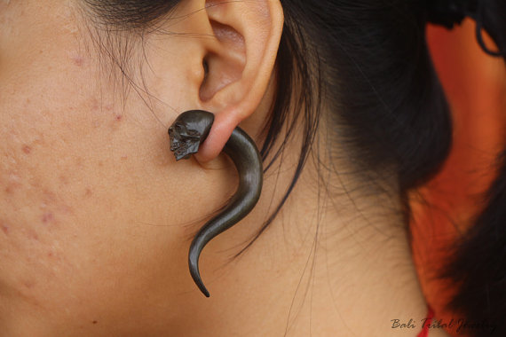 Fake Gauge Wood Earring, Skull Faux Gauge Earring Fake Taper W070<br /><br />Ask a Question<br />3,709.68 Ft