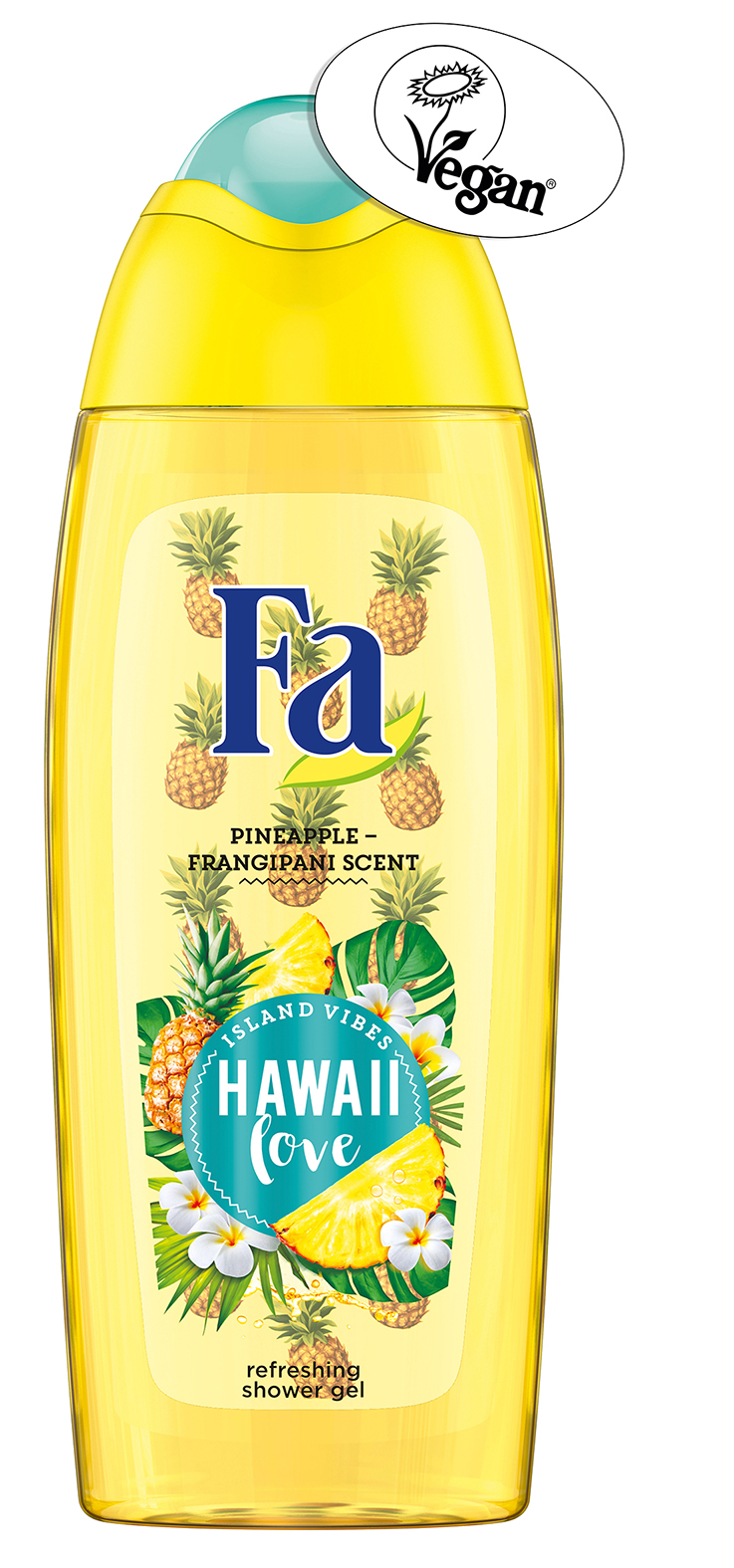 FA ISLAND VIBES HAWAII LOVE TUSFÜRDŐ<br /><br />Fa Island Vibes Hawaii tusfürdő az ananász és törpe hawaii rózsa frissítő tengerparti illatával. <br />A gyengéd formula összetevőinek köszönhetően könnyen habzik és kellemesen lágy érzetet kölcsönöz a bőrnek. PH bőrsemleges. Igazoltan bőrbarát.<br /><br />Vegán tanúsítvánnyal bíró vegán termék.<br />