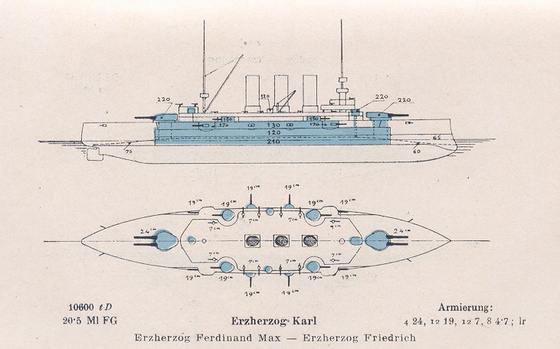 Piedone: SMS Erzherzog Karl jellegrajz