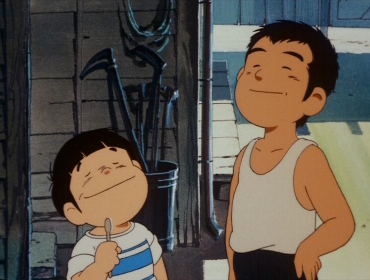barefoot-gen-1983-001-boy-with-toothbrush-and-his-dad-smily-faces.jpg