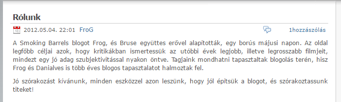 Jó kis sablonos bemutatkozás, akkor sem szerettem már azt, ha röviden kellett bemutatkoznunk, ez látszik is a végeredményen. :D 