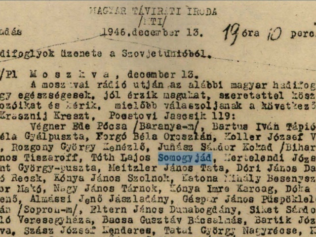Tóth Lajos (?. - ?.) hadifogoly