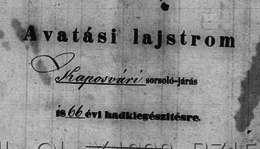 Katonaállítási lajstrom az 1866. évből a Kaposvári körzetben (Somogyjád)