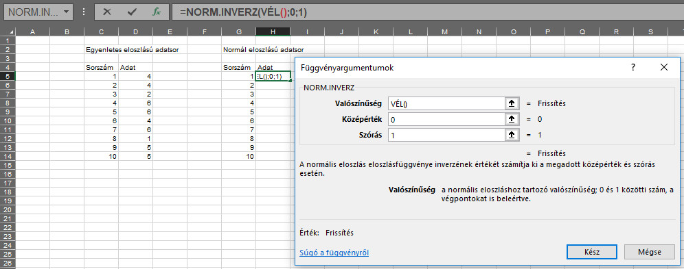 Excel statisztika készítése