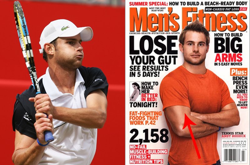 Andy Roddick is felszedett pár kiló izmot a Men’s Fitness címlap kedvéért. És milyen kicsi lett a feje...<br />