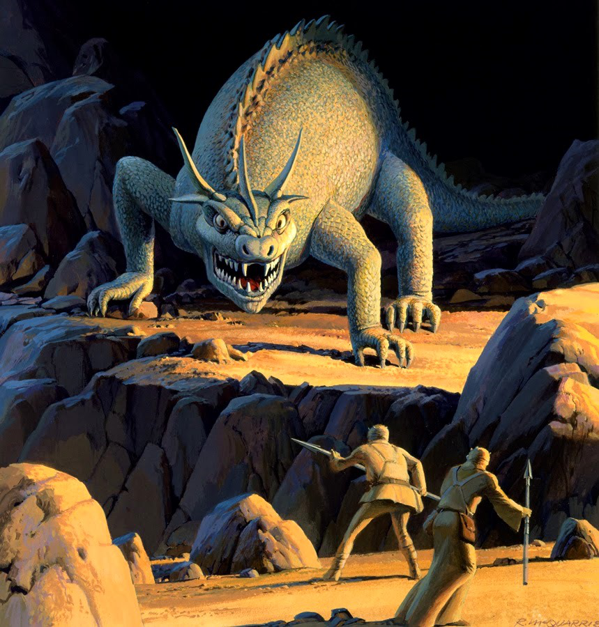 A képen a Krayt sárkány került szembe néhány buckalakóval. A filmben végül csak a csontvázát láthattuk, amikor C-3PO egyedül kóborolt a sivatagban.