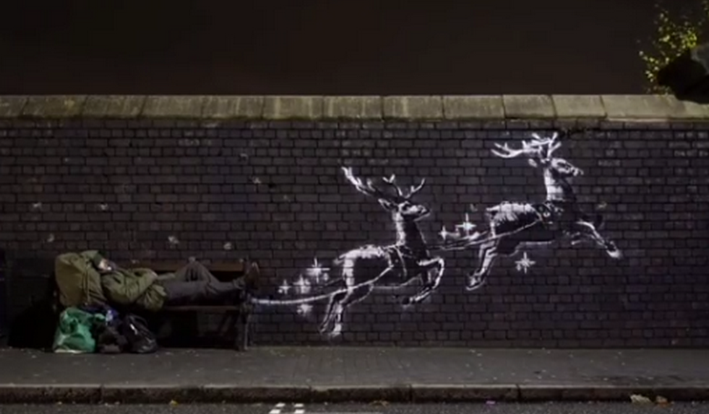 Banksy karácsonyi graffitije