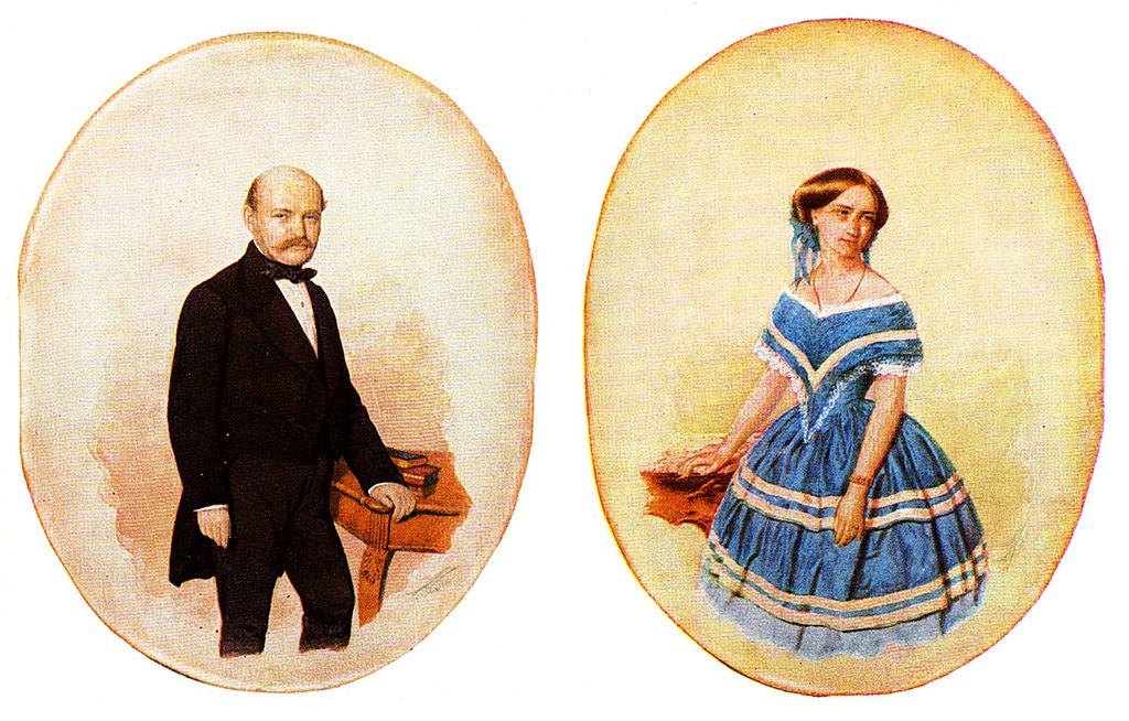 Semmelweis Ignác és Weidenhofer Mária<br />esküvői képe