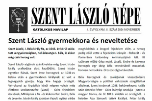 Megjelent a Szent László Népe újság novemberi száma