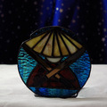 Szamuráj  Ensoban. Mécsestartó, mi más - Samurai in Enso, stained glass candle holder