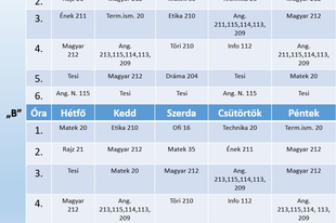 Órarend 2017-2018