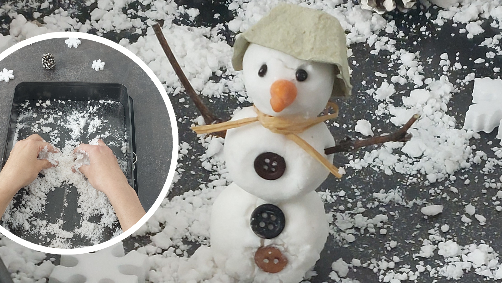 Build a Snowman with Us - Homemade Snow with Just Two Ingredients