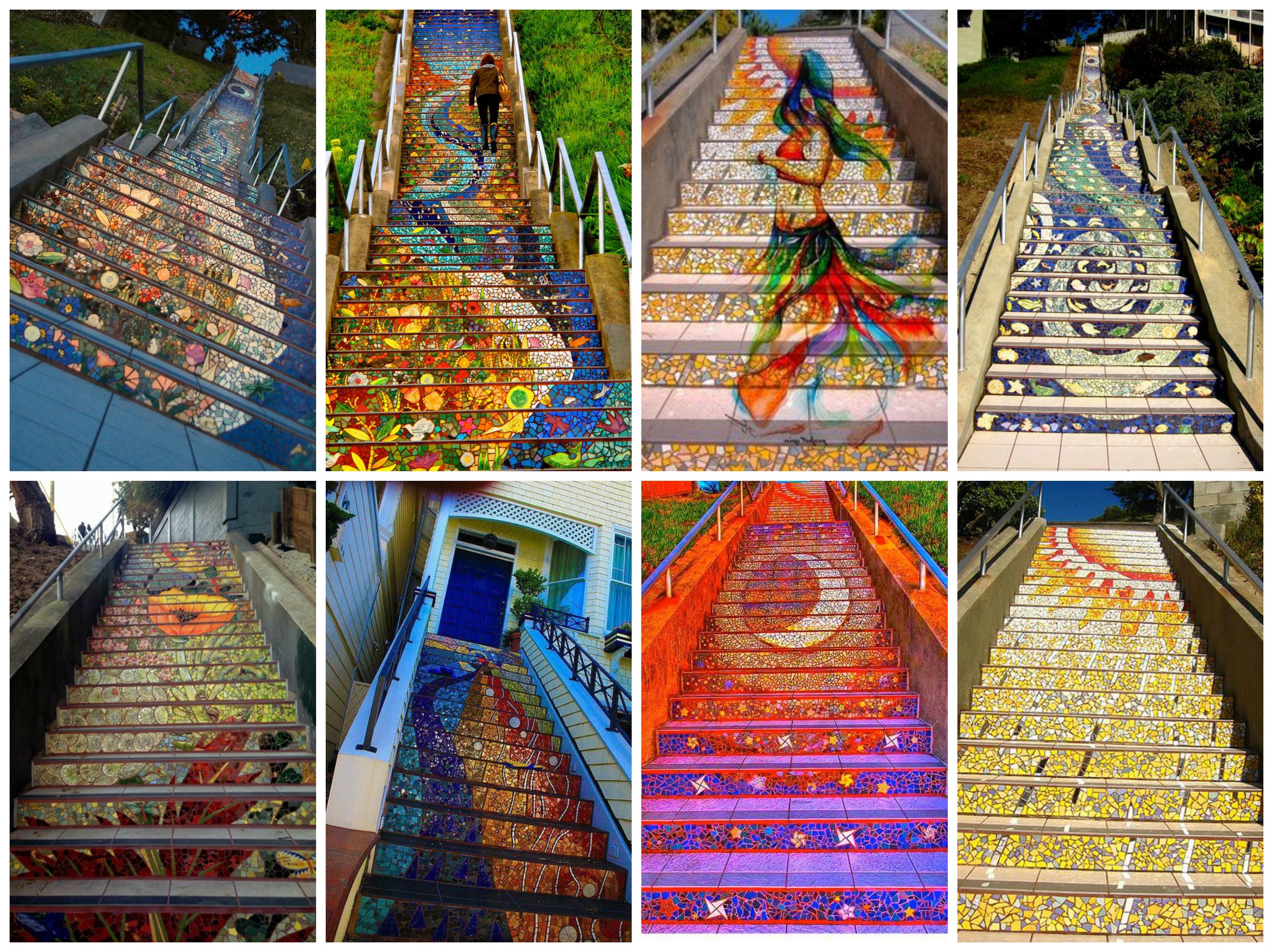 Ámulatba ejtő mozaikos lépcsők a világ minden tájáról