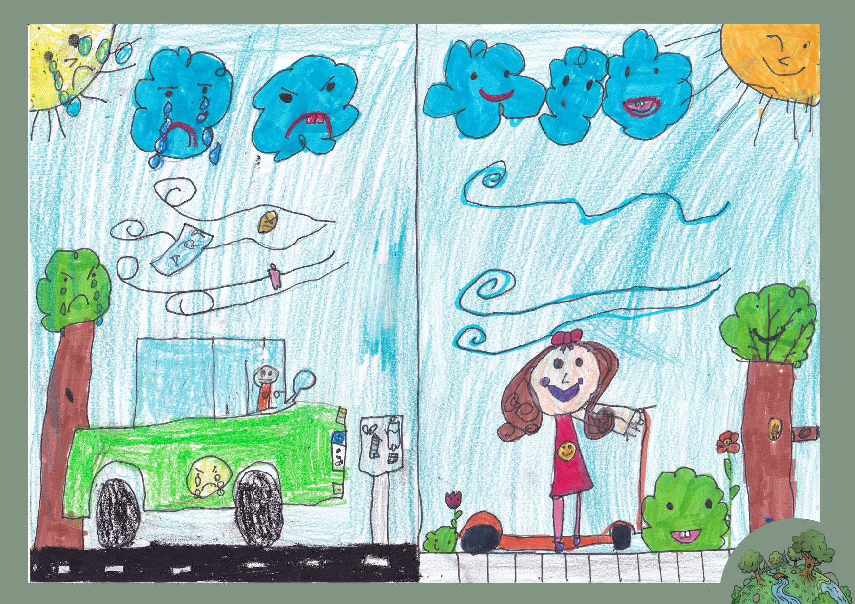Kara Sári, 7 éves<br />A kép címe: Autó helyett inkább rollerrel járj!
