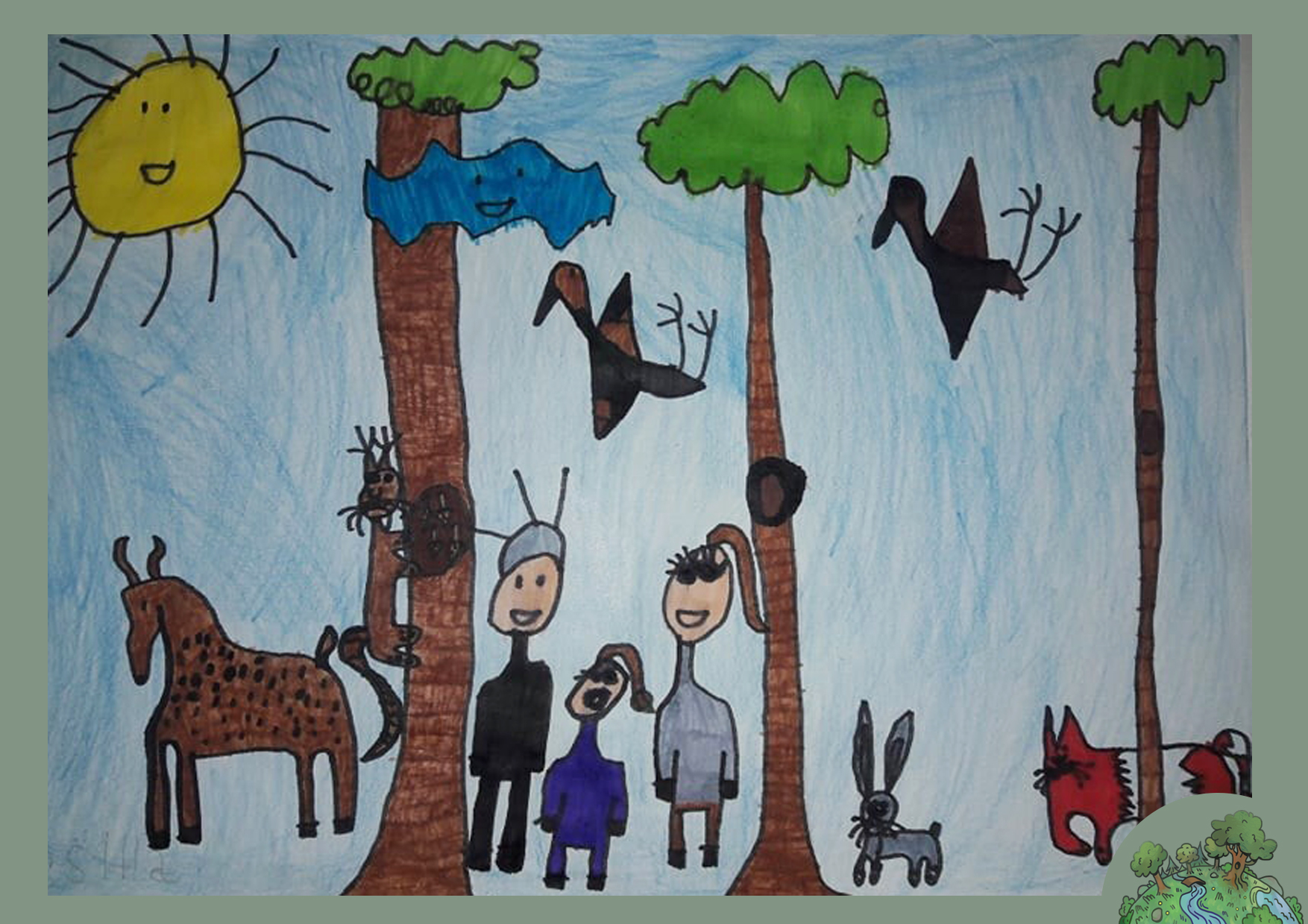 Marján Csilla, 8 éves<br />A kép címe: Az erdő boldogságot ad.