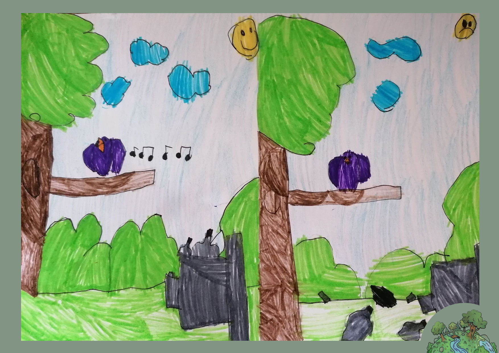 Marton Fanni, 7 éves<br />A kép címe: Az erdő vidámságot,boldogságot add! Vigyázz rá!