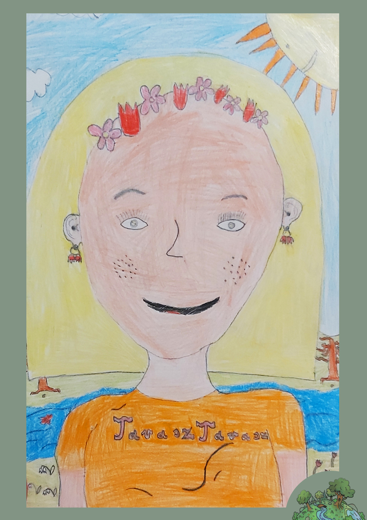 Tóth Dániel, 10 éves<br />A kép címe: A tavasztündér óvatos mosolya<br />Alkalmazott technika: színes ceruza