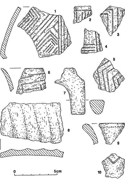 Neolitikus edénytöredékek (Alföldi Vonaldíszes Kerámia-kultúrája)