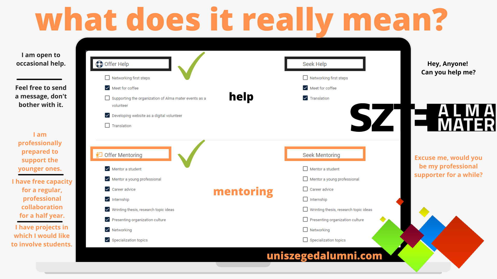 Professional support for alumni