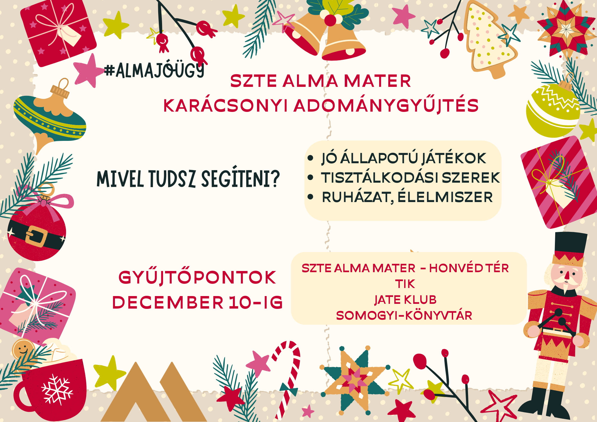 Karácsonyi adománygyűjtés idén is az  SZTE Alma Materrel