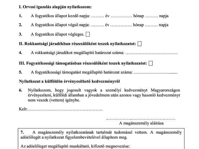 Adóelőleg-nyilatkozat személyi kedvezményhez