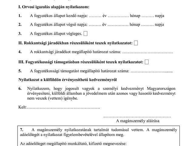 Adóelőleg-nyilatkozat a 2020. évi személyi kedvezmény érvényesítéséről