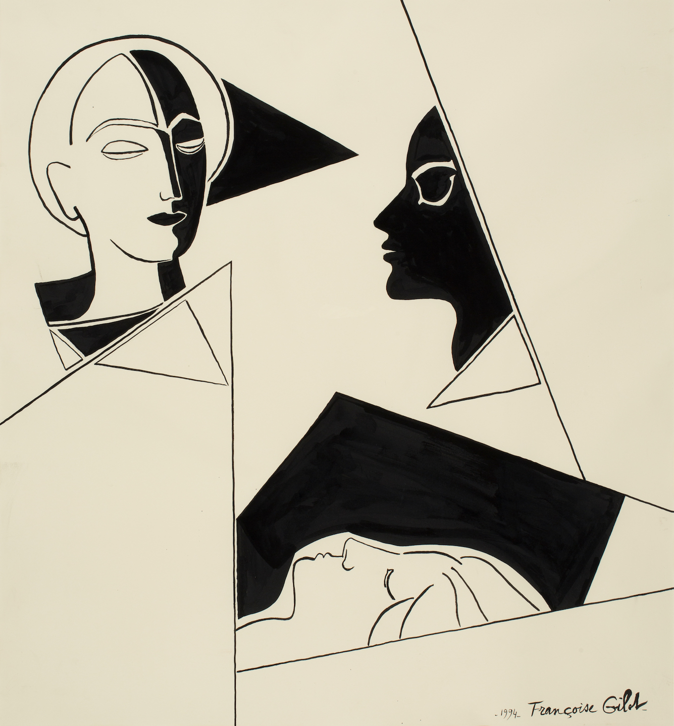 Françoise Gilot: A nőiesség aspektusai – 1994, tus, papír, 77,5 × 72,5 cm, magángyűjtemény / private collection