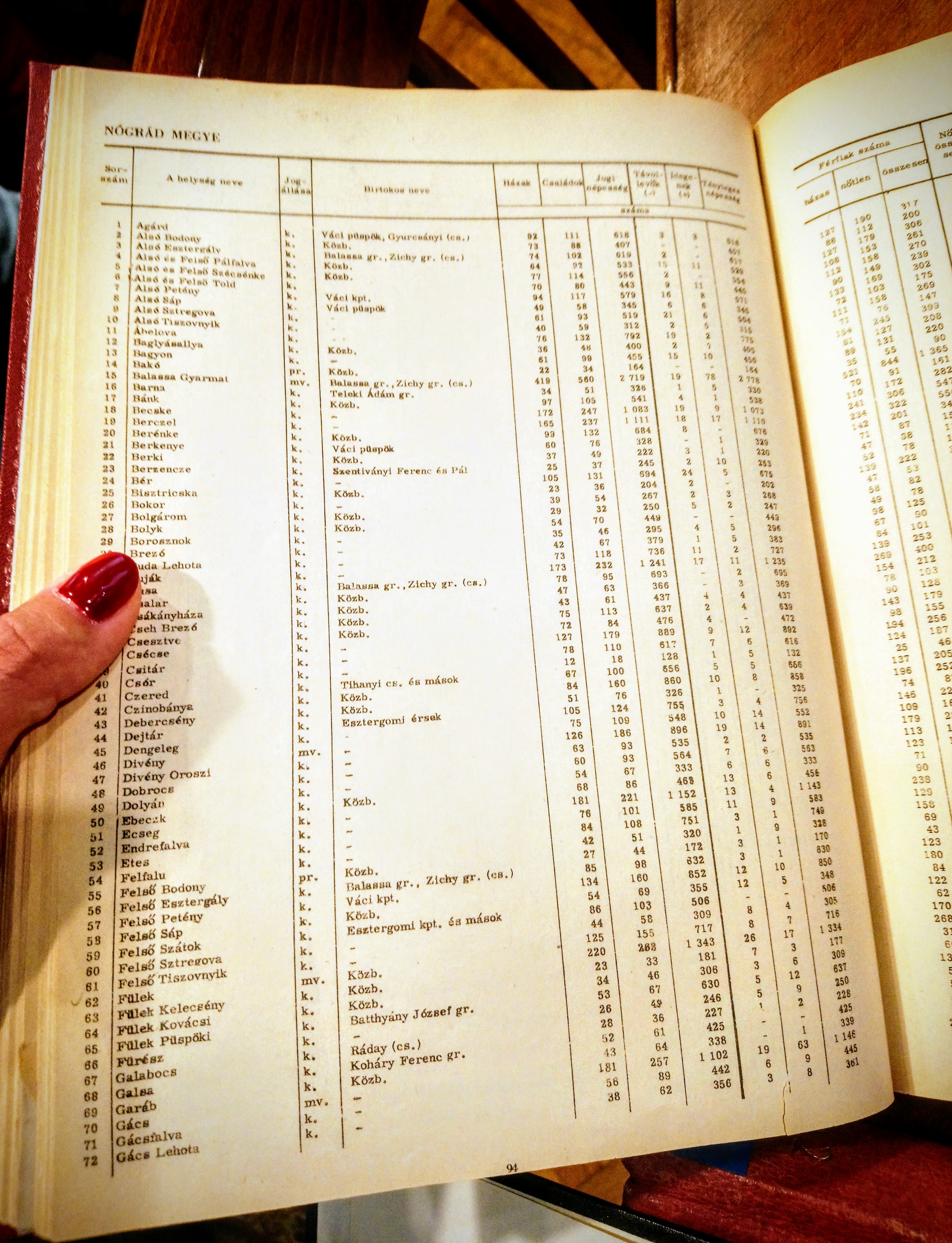Az első igazi (1870-es, nem katonai célú) népszámlálás adatai