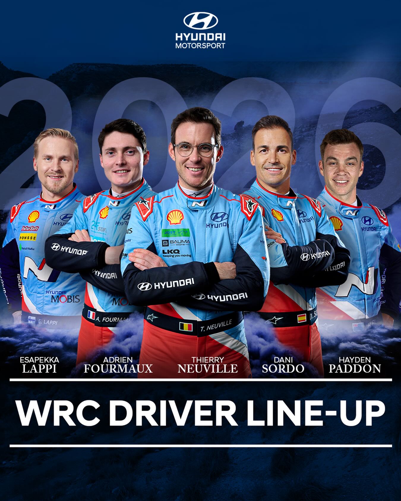 2026-ban öt versenyzővel indul a WRC-ben a Hyundai Motorsport