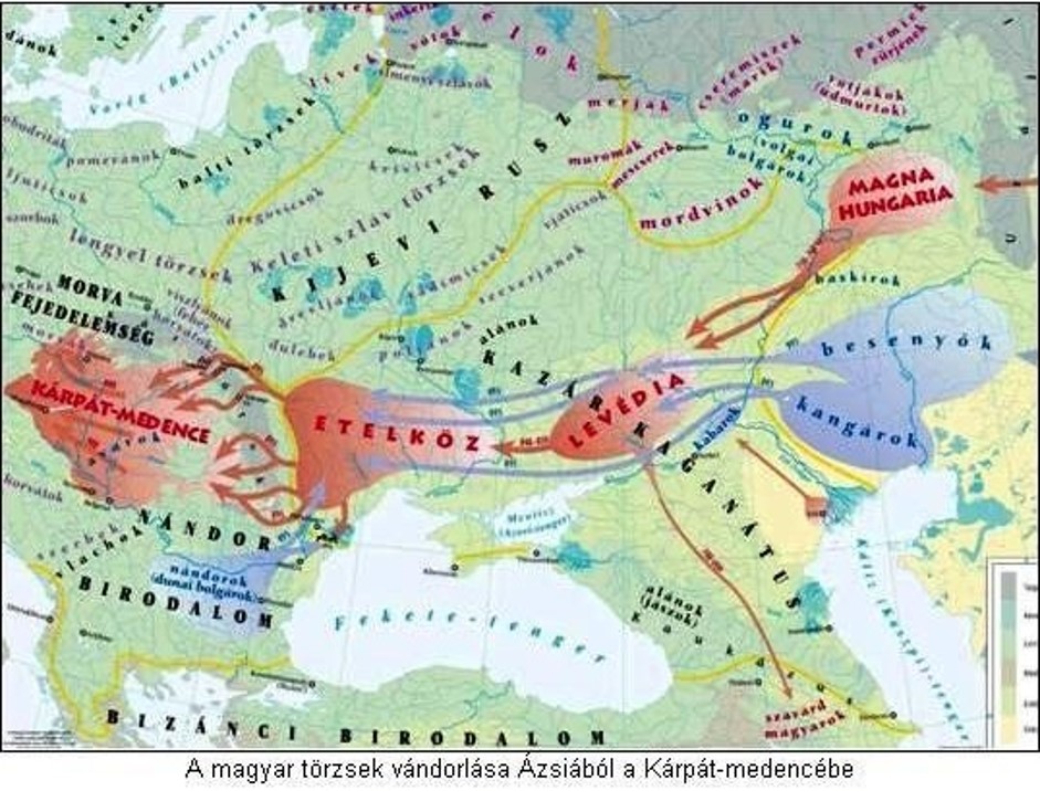 magyarok vándorlása térkép