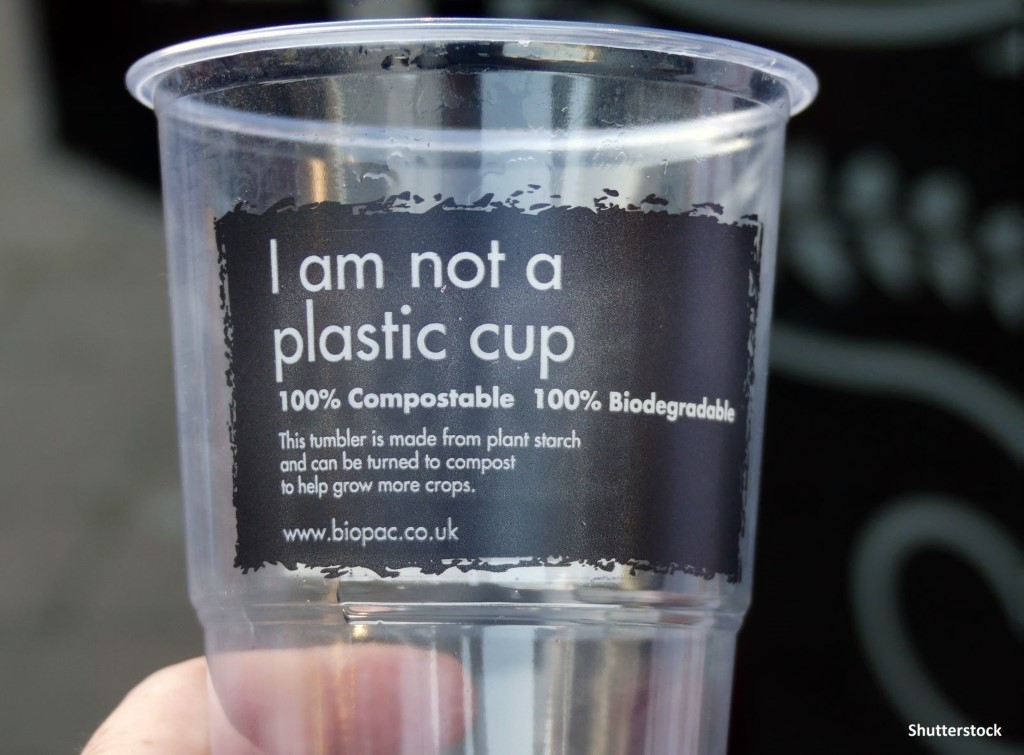 I am not a 
plastic cup 
100% Compostable 100% Biodegradabk 
This tumbler is made from plant starch 
and can be hJrned to compost 
to help grow more crops. 
W+M.biopac,co.uk 
Shutterstock 