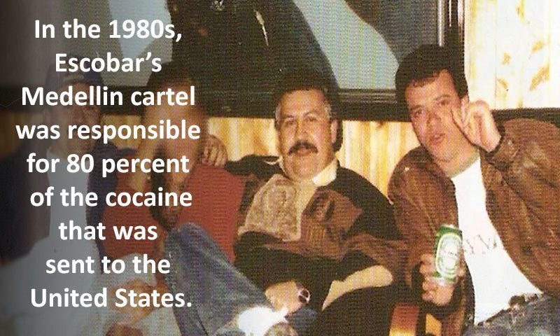 1980-ban az általa vezetett Medellin kartell az USA-ba csempészett kokain 80%-áért volt felelős.