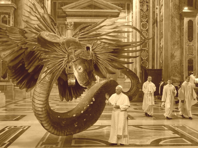 Ferenc pápa egy tollas kígyóistenséget fogad az Istenség Csereprogram keretében