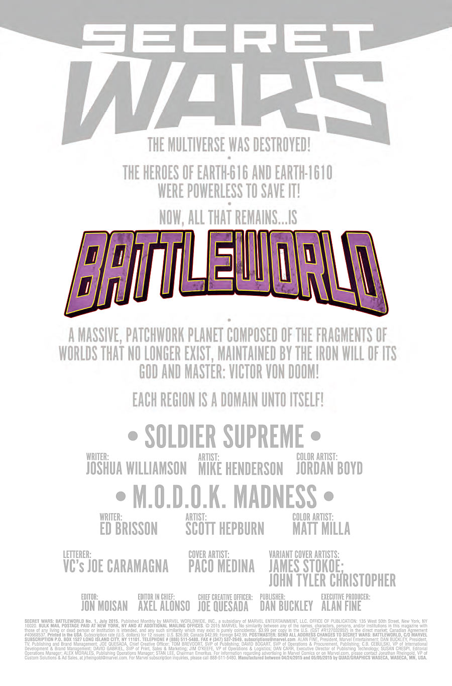 Secret Wars: Battleworld #1