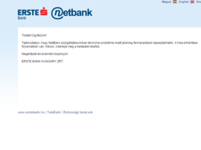 Erste netbank probléma