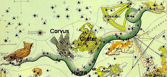 Corvus - Hydra - Crater csillagképek