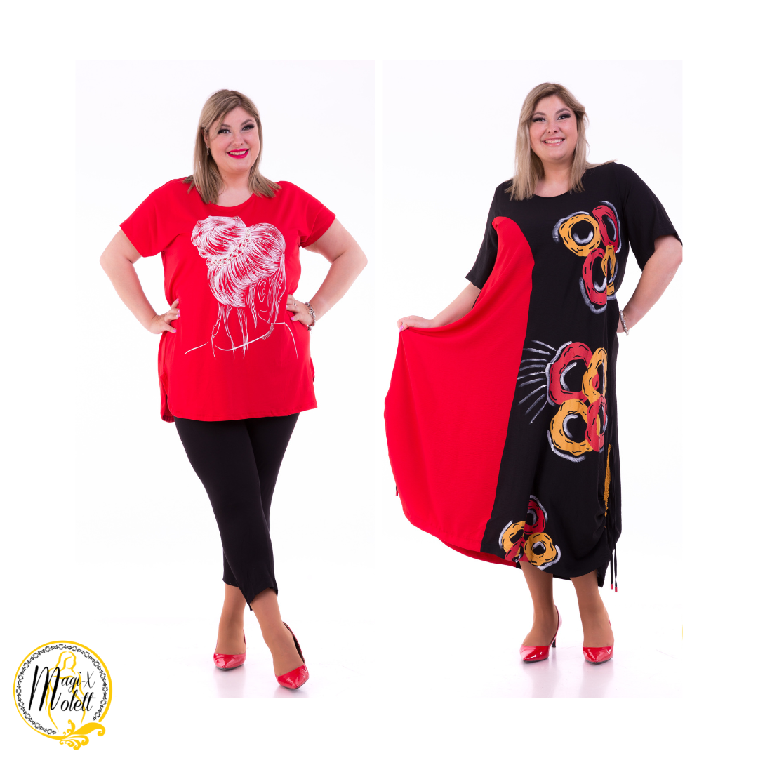 cseresznyepiros molett plus-size nagyméretű