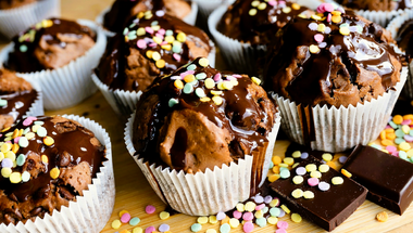 Pöttyös rumos csokis muffin