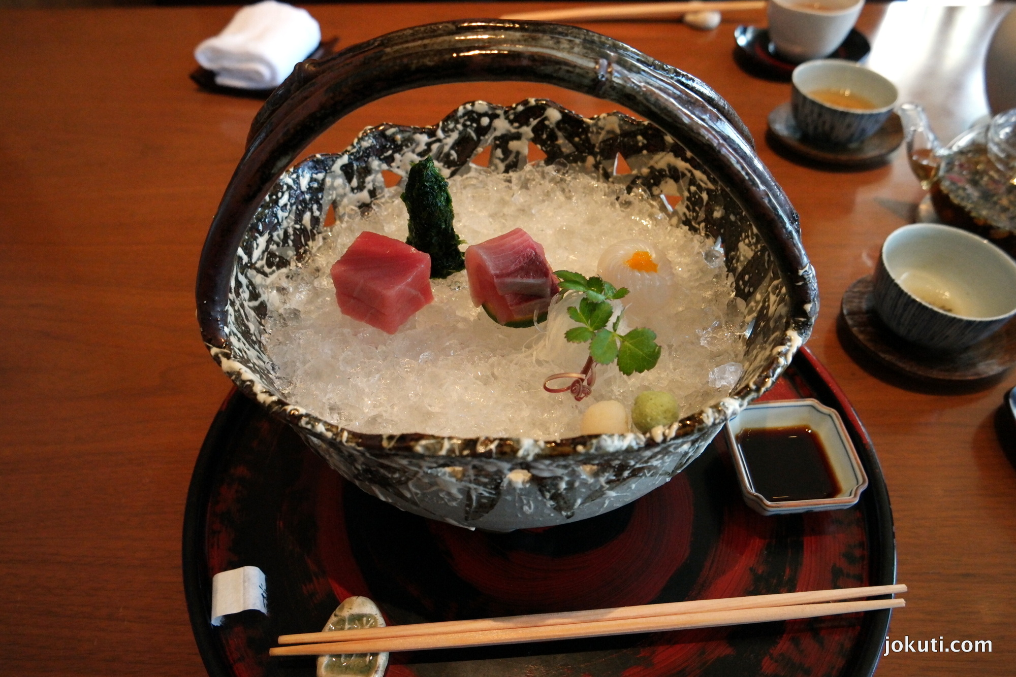 Red tuna, yellowtail, squid sashimi