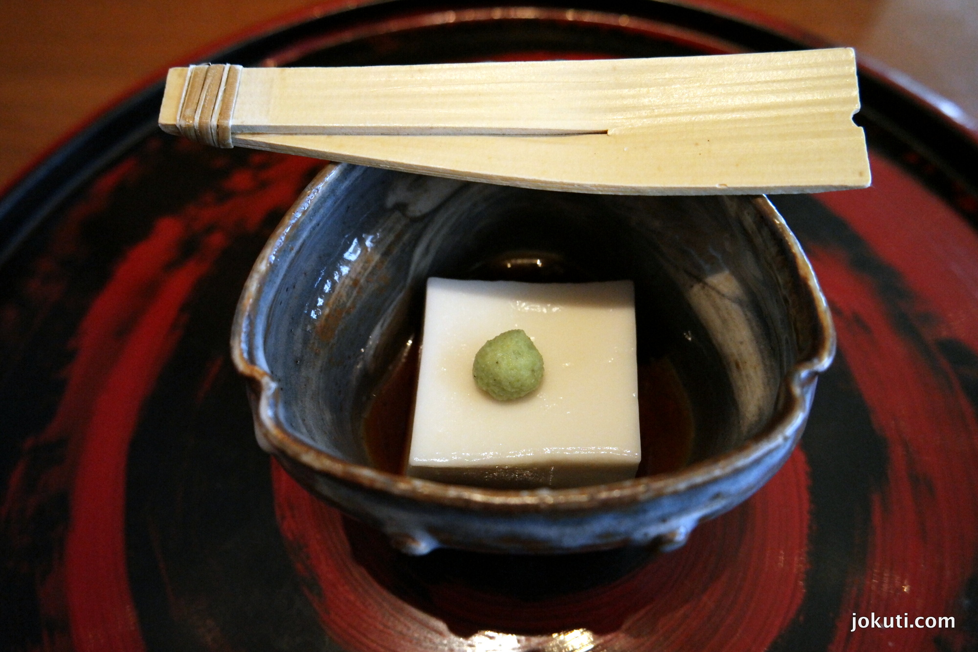 Sesame tofu, wasabi, broth