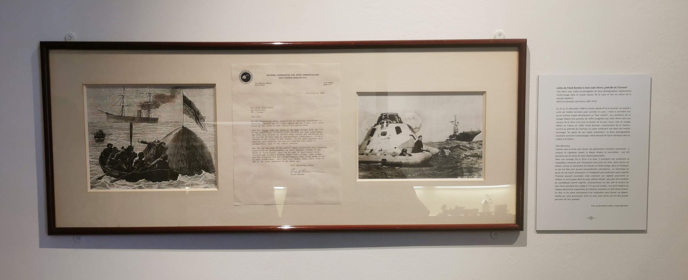 Ez egy levél Frank Bormantól, a Gemini-7 és az Apollo-8 parancsnokától Verne unokájának, amiben Verne érdemeit méltatja az űrkutatás elindulása terén, mondván sok ember fantáziáját indították be Verne vonatkozó művei.