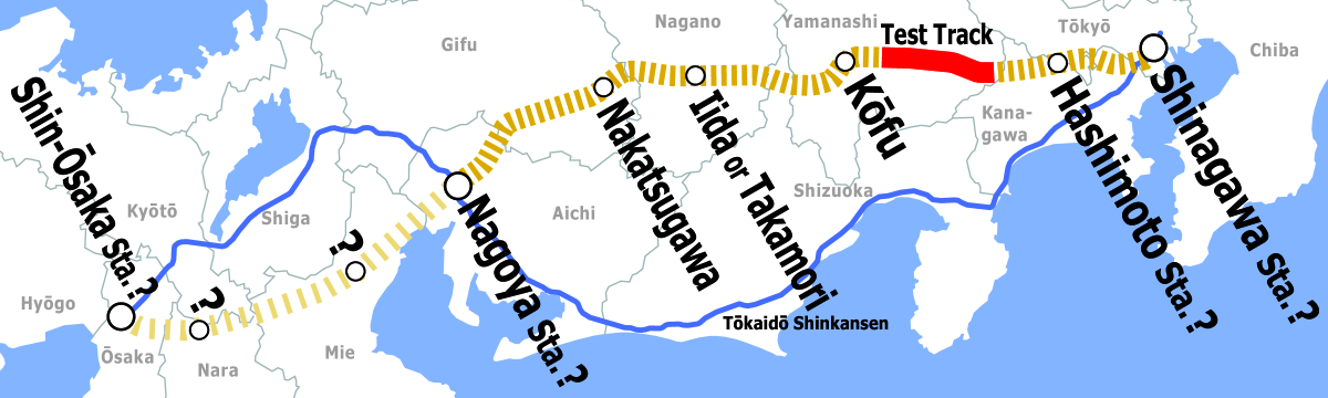 japán mágnesvasút tervezett nyomvonal