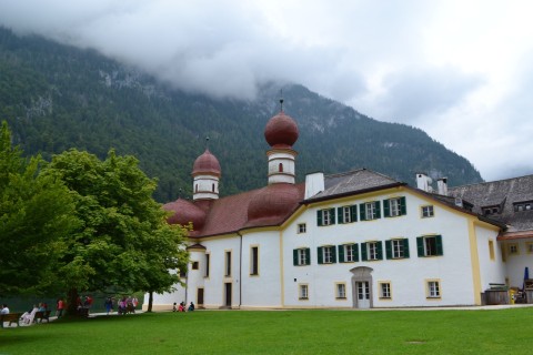 Königssee Obersse Berchtesgaden Nemzeti Park Bajorország St. Bartholomä kápolna