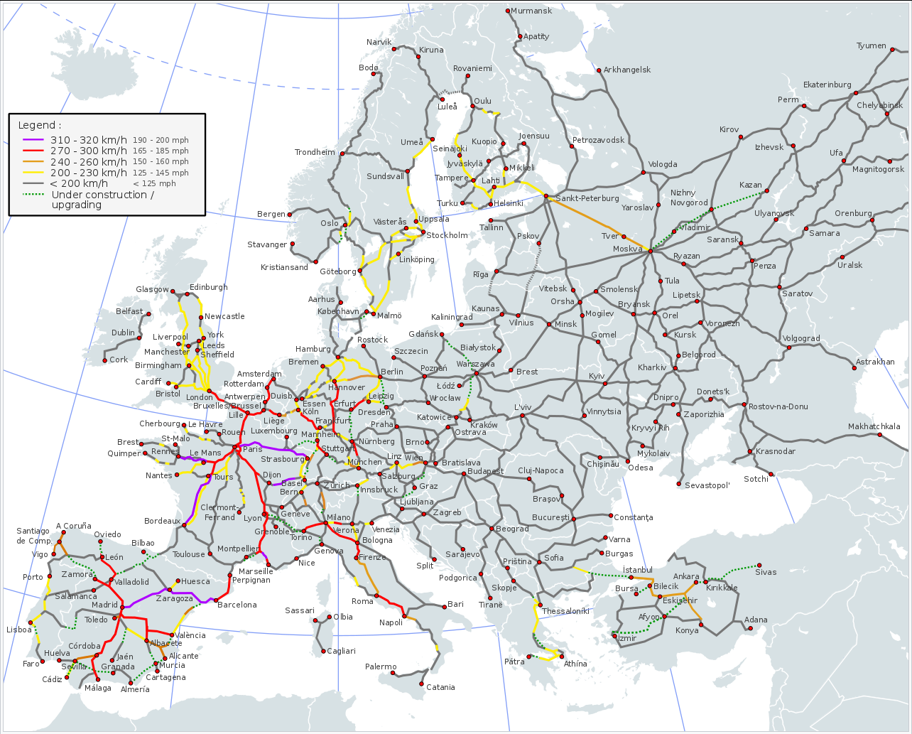 európa útvonal térkép Európa nagy vasúti fejlesztései   Vonattal? Természetesen! európa útvonal térkép
