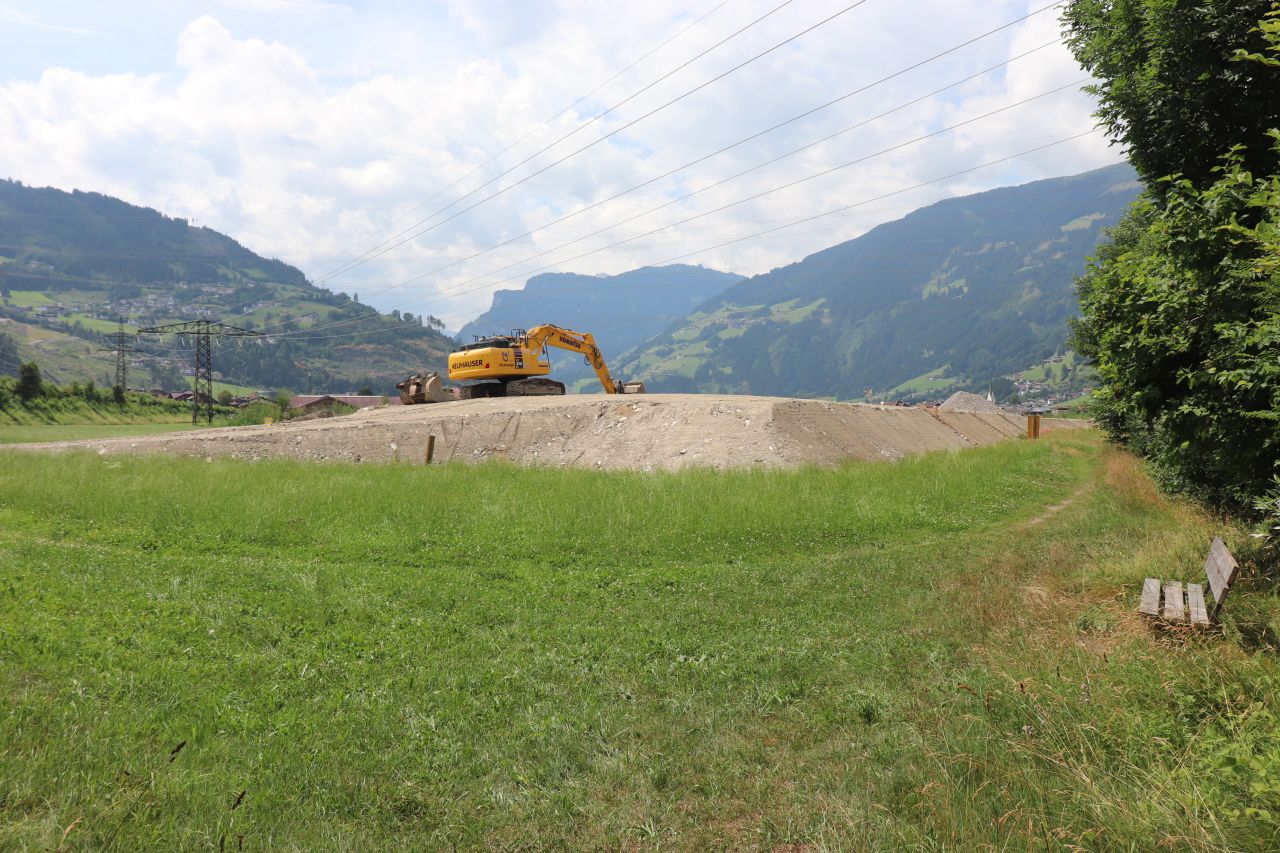 ausztria, tirol, 2025, zillertalbahn, építkezés, töltés