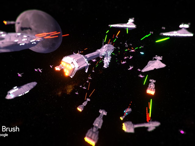 Csillagok háborúja űrcsata festmény a Tilt Brush-ban