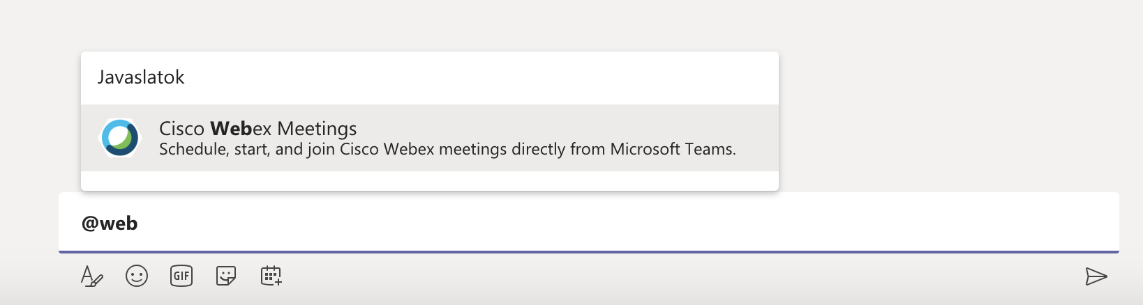 Webex használata Microsoft Teams-ből