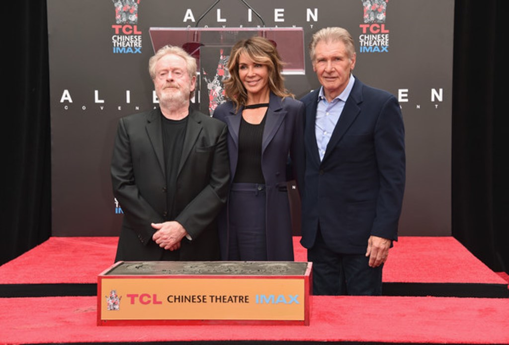 Sir Ridley Scott, felesege Giannina Facio es Harrison Ford