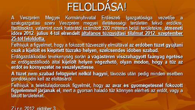 Tűzgyújtási tilalom feloldása