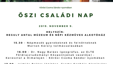 Őszi Családi Nap - 2019. november 9., szombat, a Reguly múzeumban